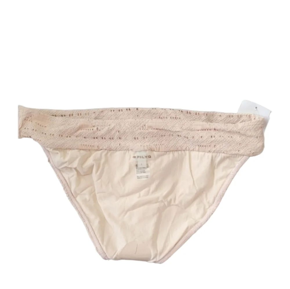 PilyQ Blush Crochet Thick Banded Brazilian Bikini sz L